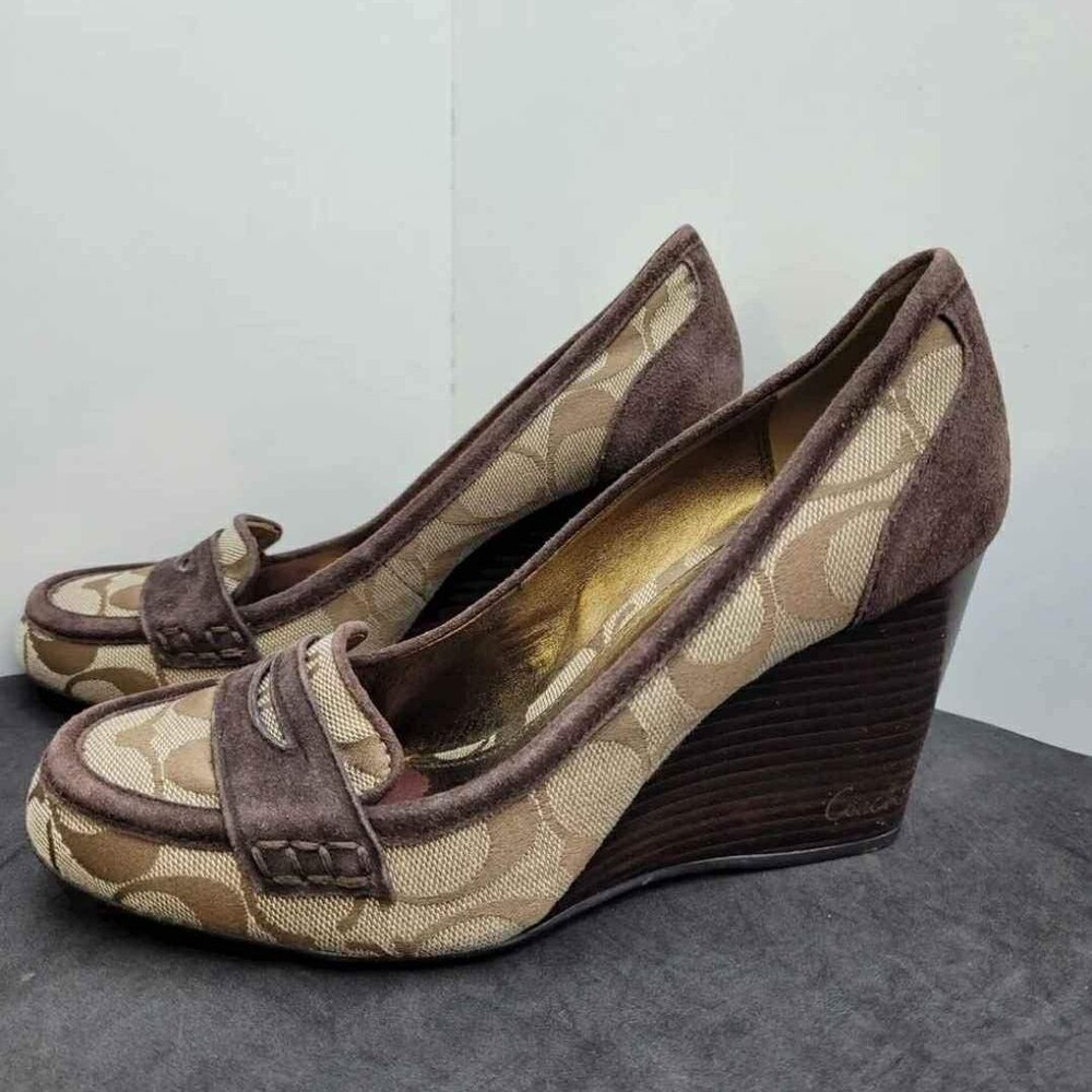 Coach Signature Designer Vintage Y2K Wedge Pump Loafer Heels Size 6